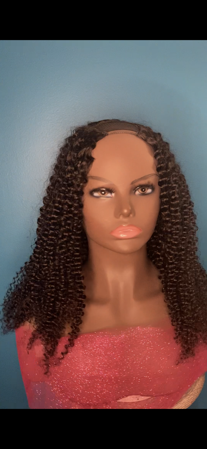 Viveestyles 18inch Kinky Curly U-Part Wig