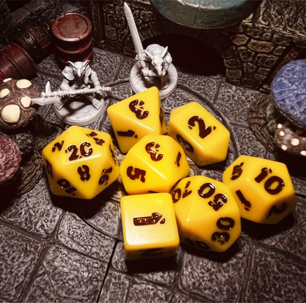 Runehammer Polyhedral Dice Set: Dub Nanner Yellow