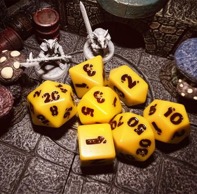 Runehammer Polyhedral Dice Set: Dub Nanner Yellow