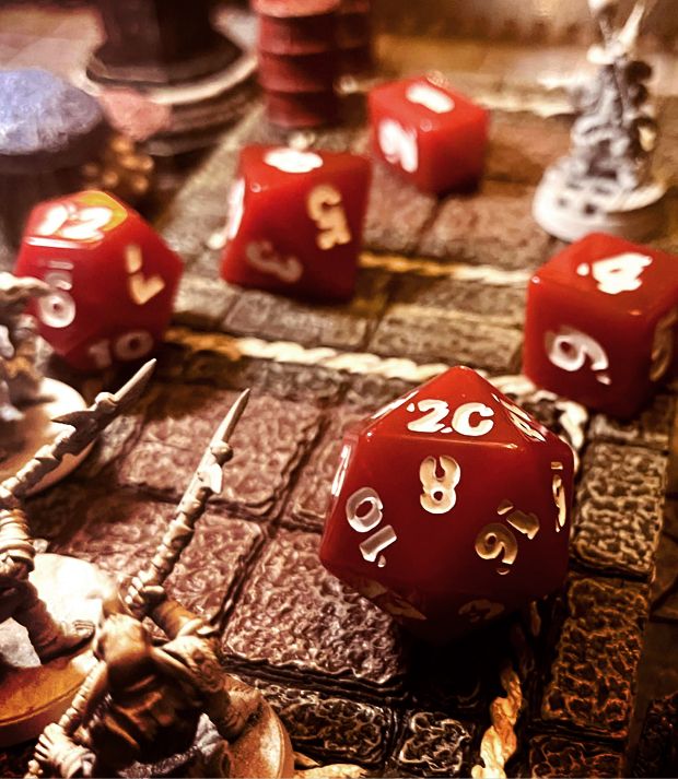 Runehammer Polyhedral Dice Set: Wizard Lock Red