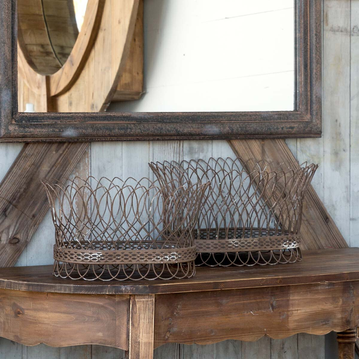 Nested French Wire Baskets Set 2