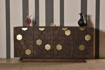 Honeycomb Sideboard W/Gold Accents
