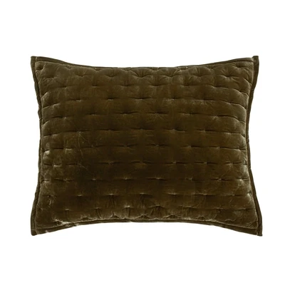 Stella Faux Silk Velvet Pillow Sham Green Ochre