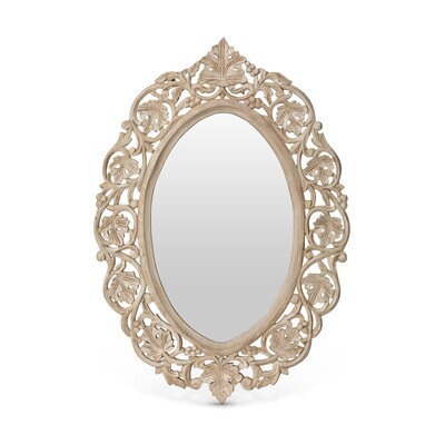 Small Hand Carved Wood Mirror