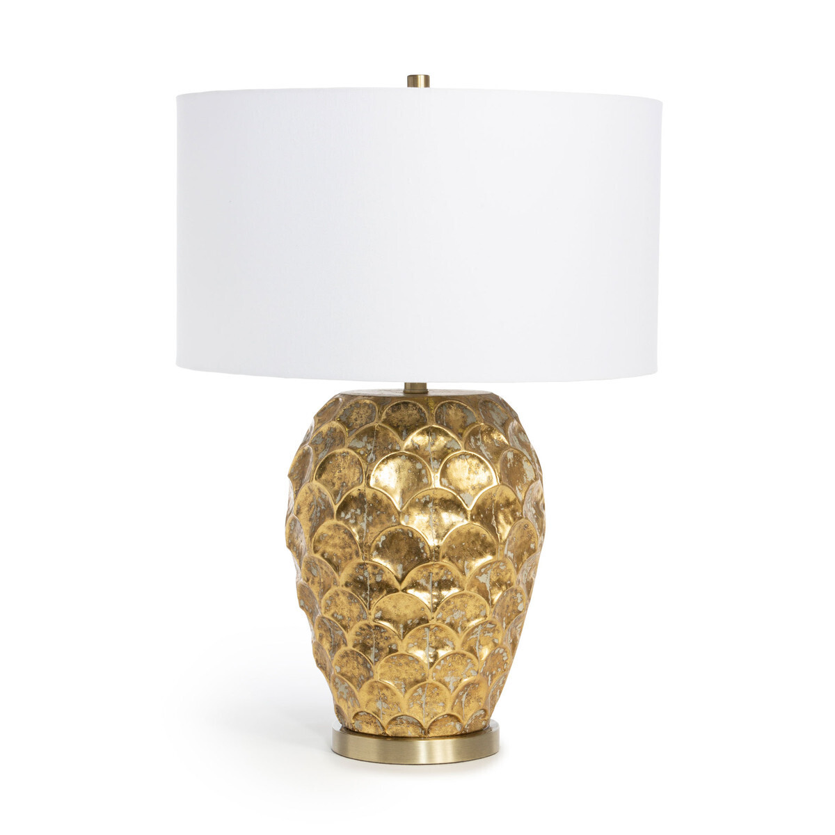 Gold Scalloped Pattern Metal Lamp