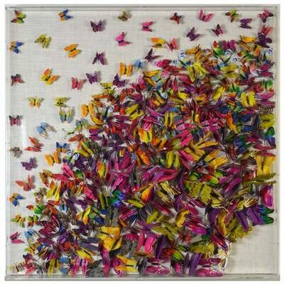 PAPILLION II FRAMED ART | Paper Butterfly Art | 3 inch Acrylic Shadowbox-MULTI