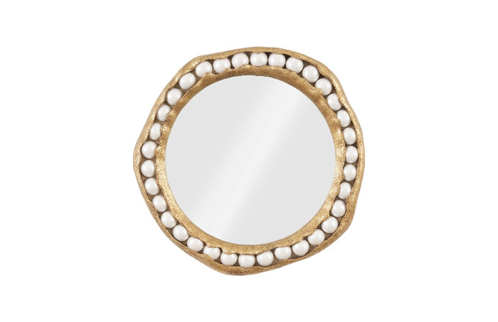 Pearl Mirror, Gold Leaf Round