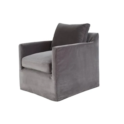 Swivel Chair in Velvet Gray