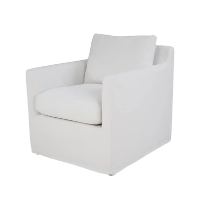 Swivel Chair in White Linen