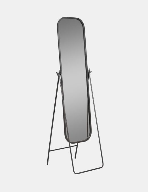 Floor Mirror On Stand, Black Metal 21x69