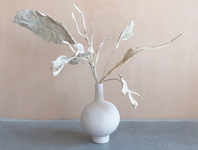 49"H Faux Leaf, Plaster Finish, Sand Color