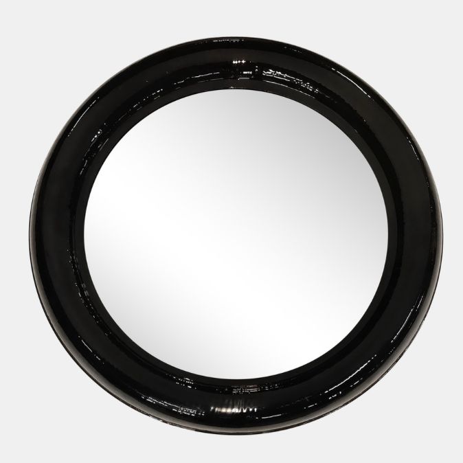 Black Metal Round Mirror 36&quot;