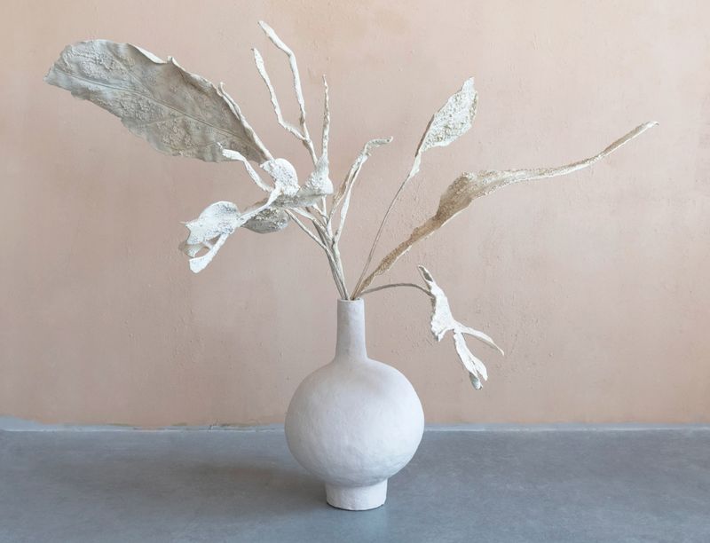40"H Faux Leaf, Plaster Finish, Sand Color