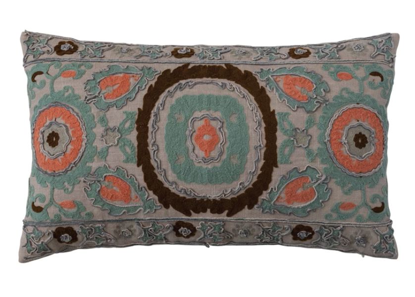 Cotton Lumbar Pillow 24&quot;Lx16&quot;H