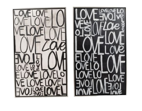 Hand Painted Love Scribble S/2 71x59