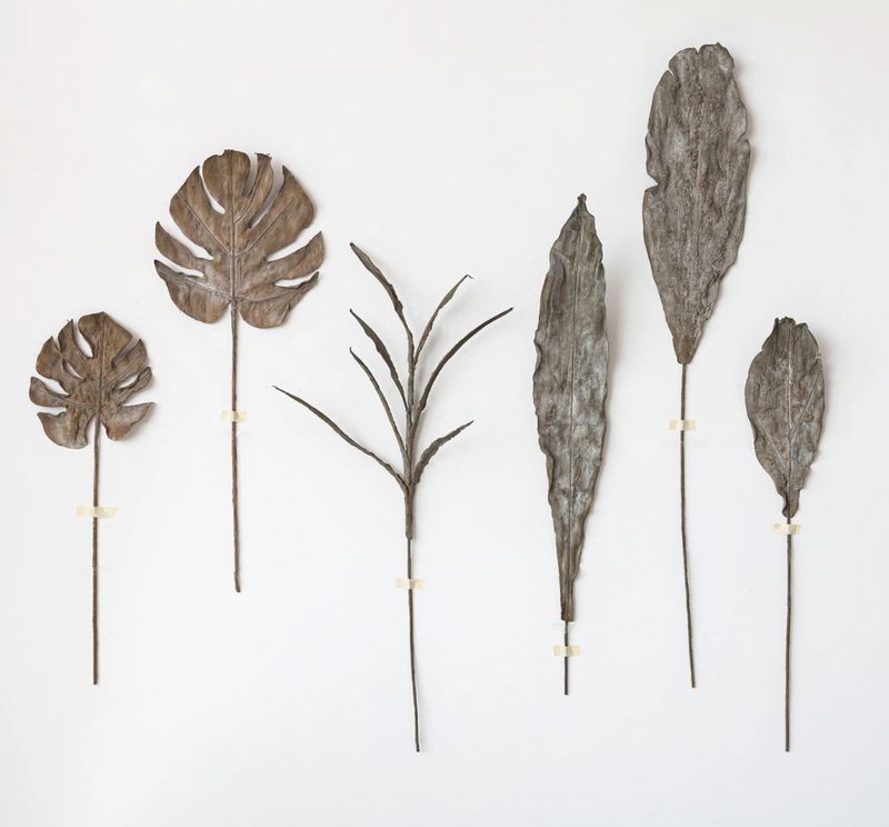 Dark Olive Faux Leaf, Plaster Finish