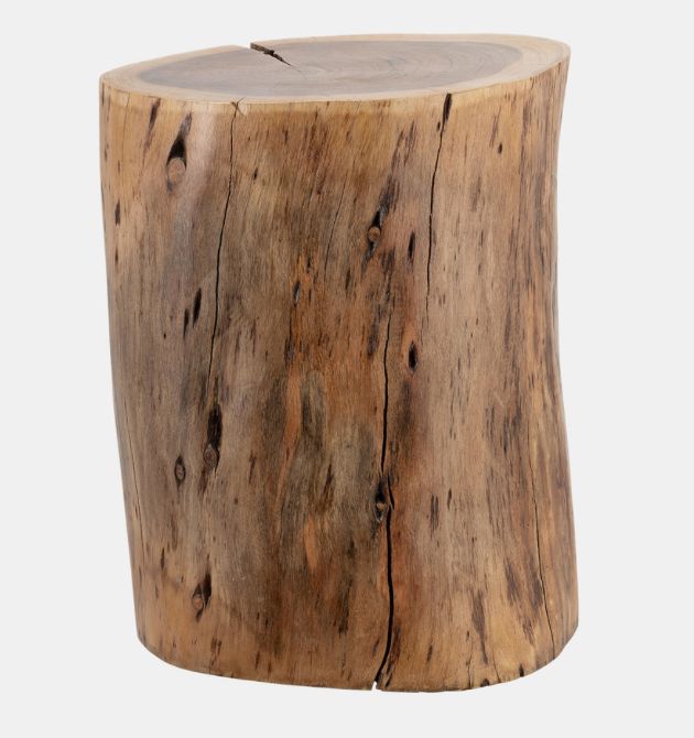 Natural Finish Wood Log Stool 19&quot;H