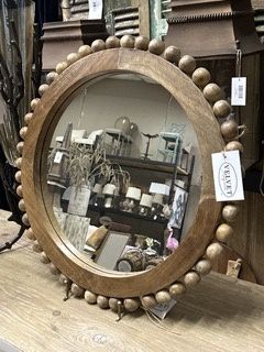 Round Beaded Mirror Natural 24"