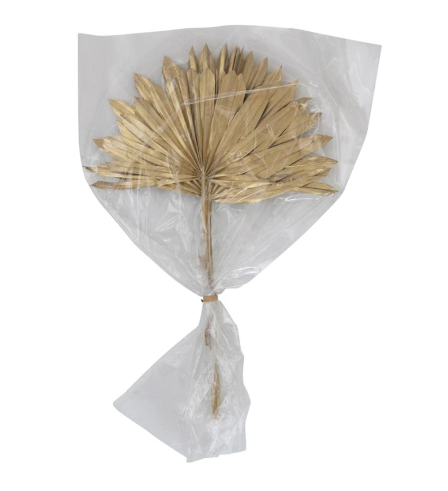 Dried Natural Sun Cut Palm Bunch, Gold Finish