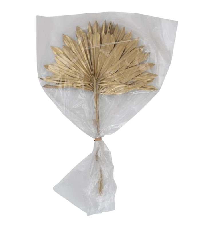 Dried Natural Sun Cut Palm Bunch, Gold Finish