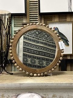 Round Beaded Mirror Natural 24&quot;