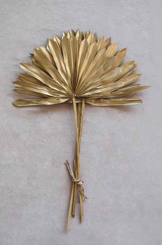 Dried Natural Sun Cut Palm Bunch, Gold Finish