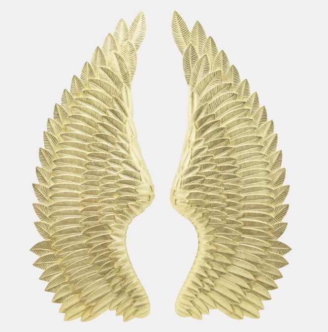 S/2 Gold Angel Wings Wall Accent