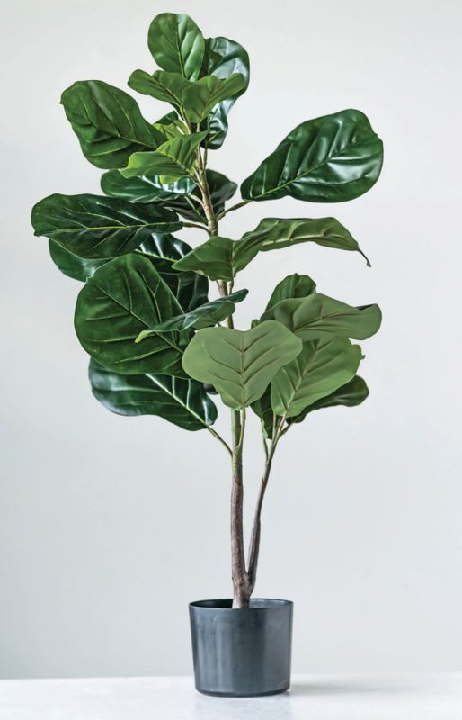 Faux Fiddle Fig Leaf Plant in Pot