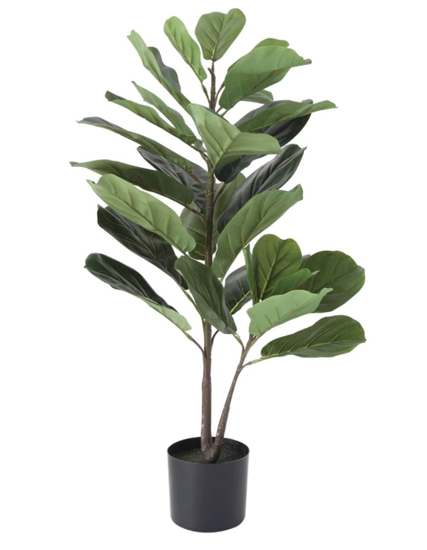 Faux Fiddle Fig Leaf Plant in Pot