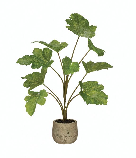 Faux Plant in Cement Pot