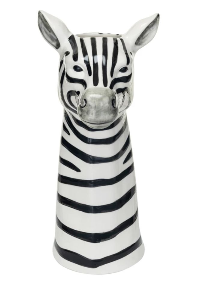 Hand- Painted Stoneware Zebra Vase