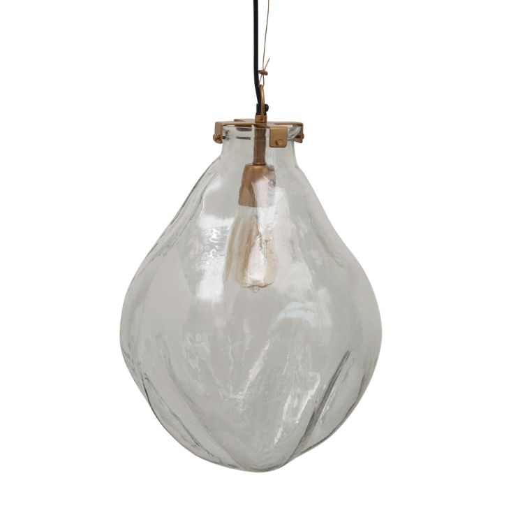 Hand-Blown Glass &amp; Metal Pendant Lamp Large