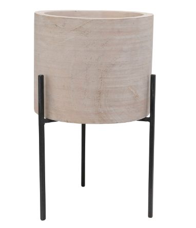 Mango Wood Planter with Metal Stand