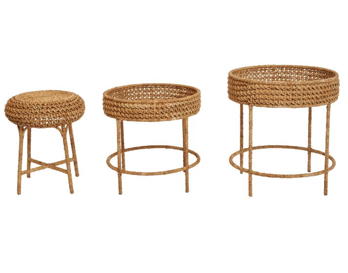 Woven Tables with Stool Medium