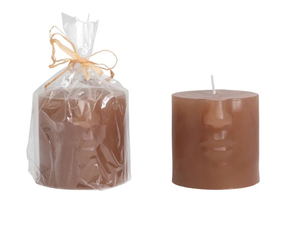Unscented Face Pillar Candle