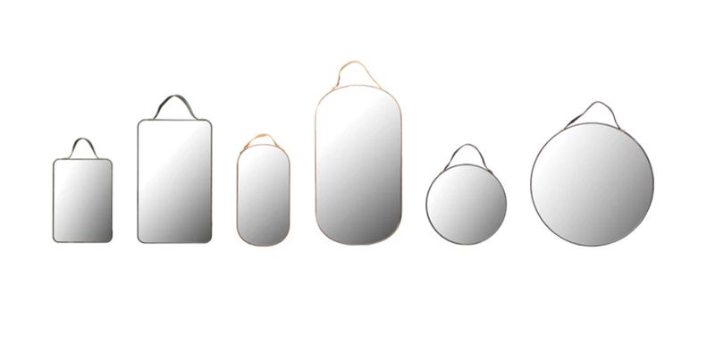 Velvet Edged Wall Mirrors with Hangers, Set of 6