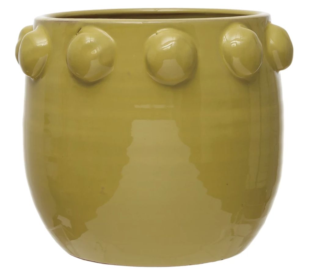 Terra-Cotta Vase with Dots 10-1/2&quot;Round x 9&quot;H