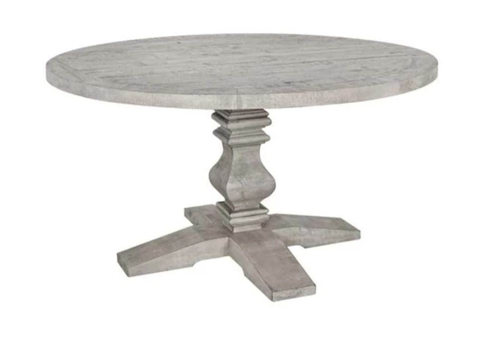 Sagrada 55&quot; Round Dining Table Distressed Light Gray