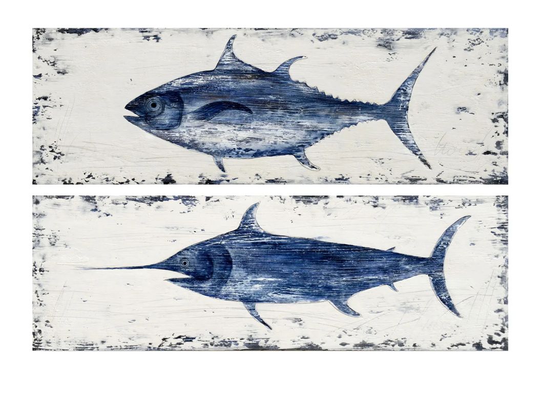 S/2 60&quot;X20&quot; Tuna/Marlin Canvas Art S/2
