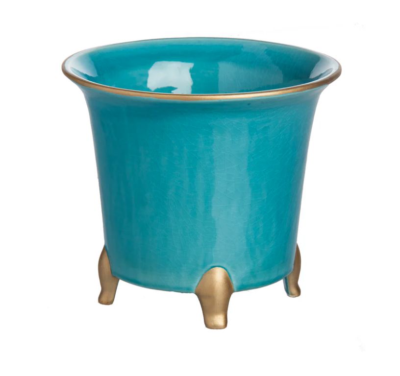 Cachepot Turquoise &amp; Gold