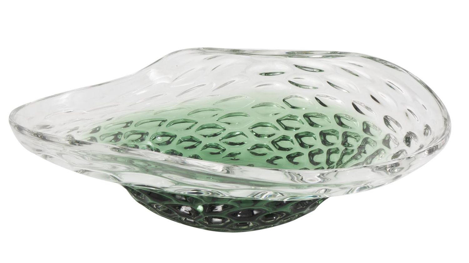 Glass Green Bowl 18” Wide