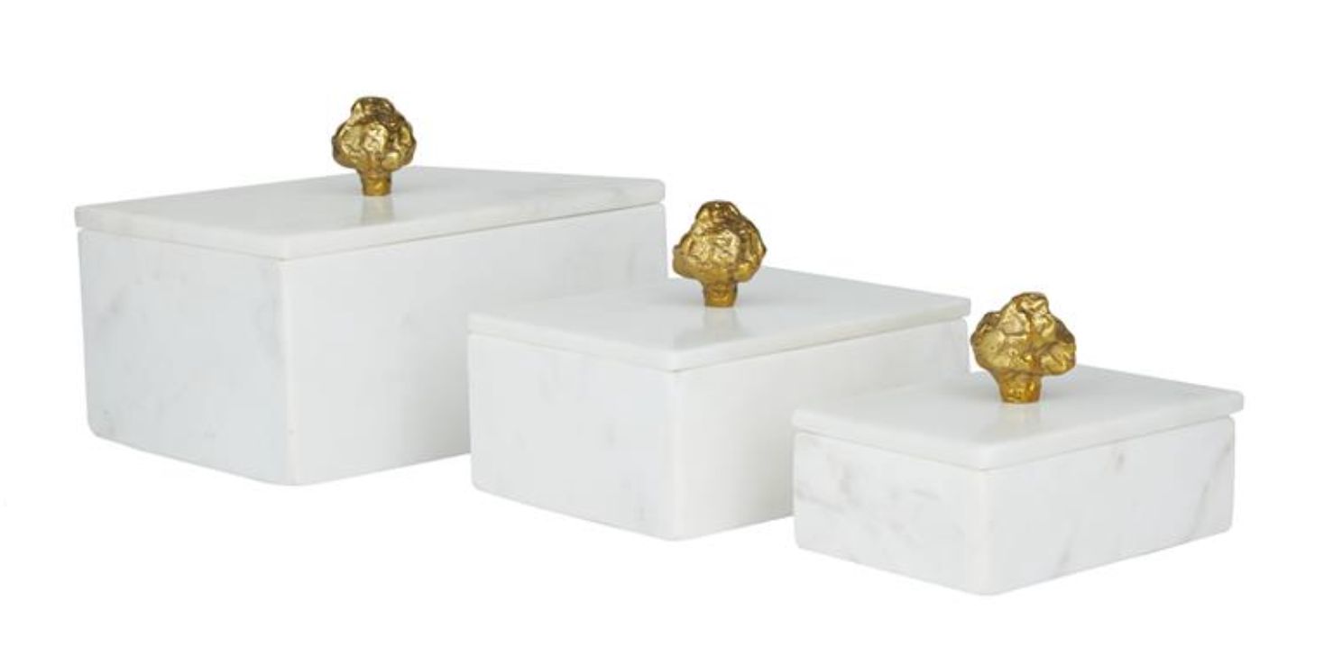 Marble Alum Box White S/3