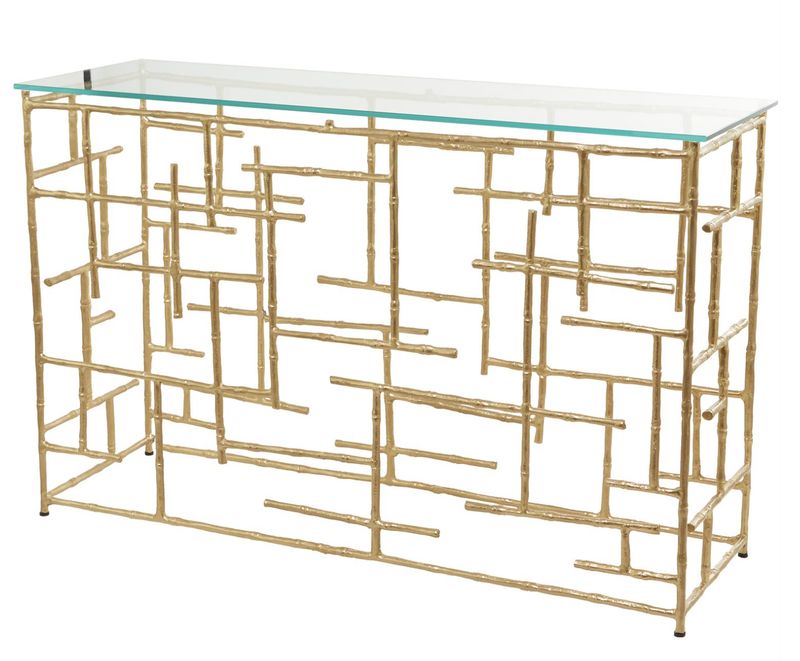 Metal Glass Console 51”X32”H