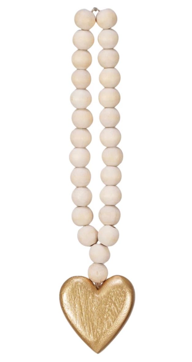 Wood Bead Garland w/ Heart Small