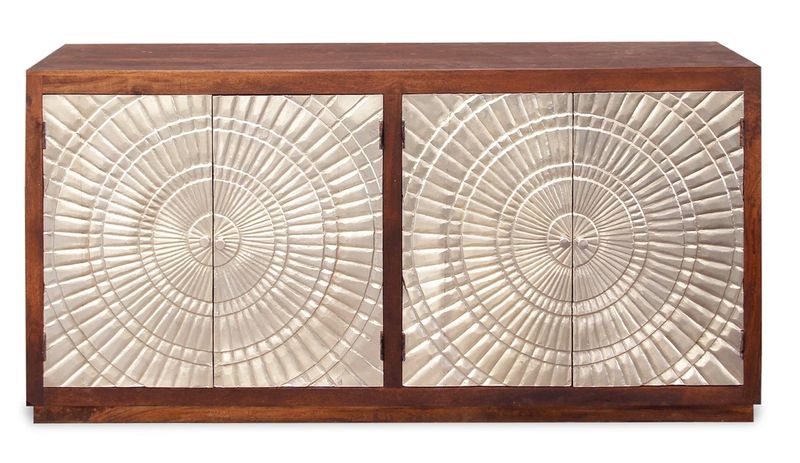 Halifax Silver Metal Dark Mango Wood Sideboard