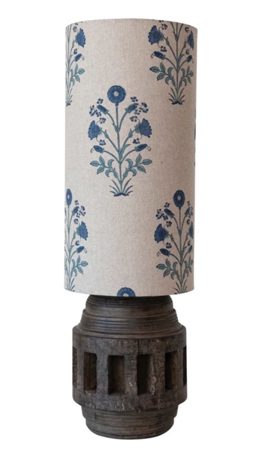 Reclaimed Wood Axel Table Lamp w/ Cotton Shade