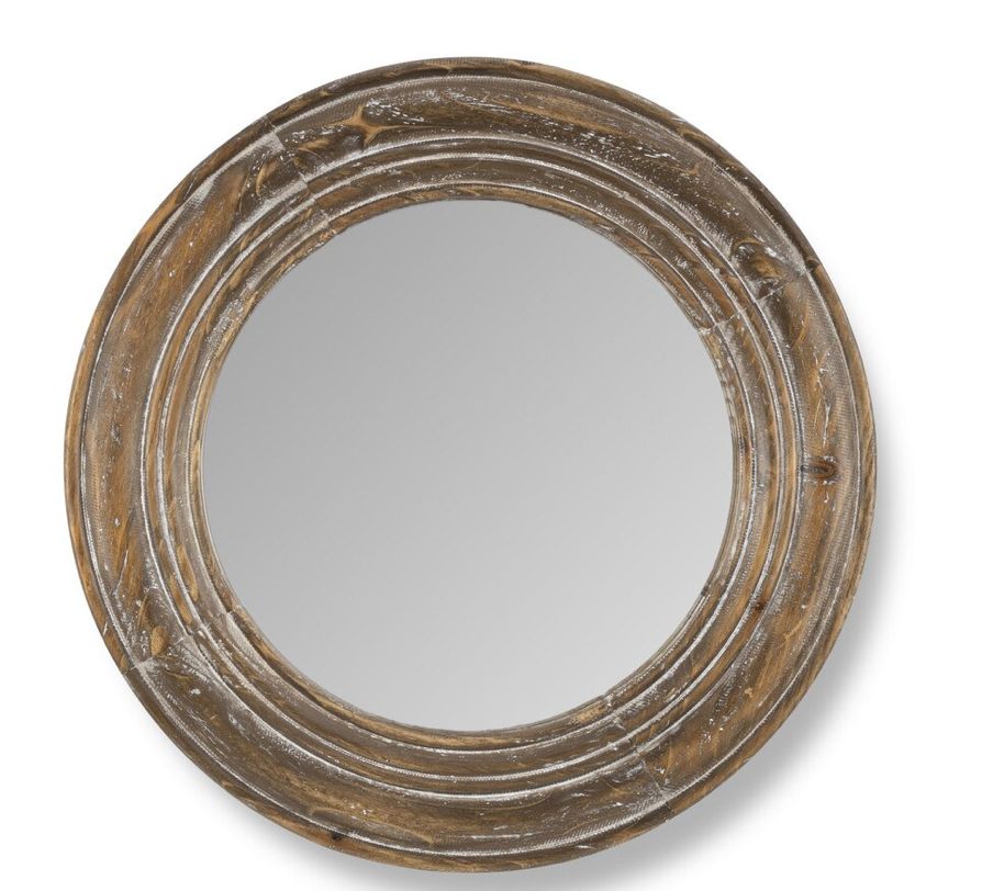 Round Wooden Frame Mirror 16&quot;