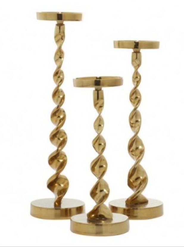 Gold Bronzed Candlesticks Set of 3
