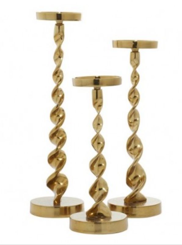 Gold Bronzed Candlesticks Set of 3