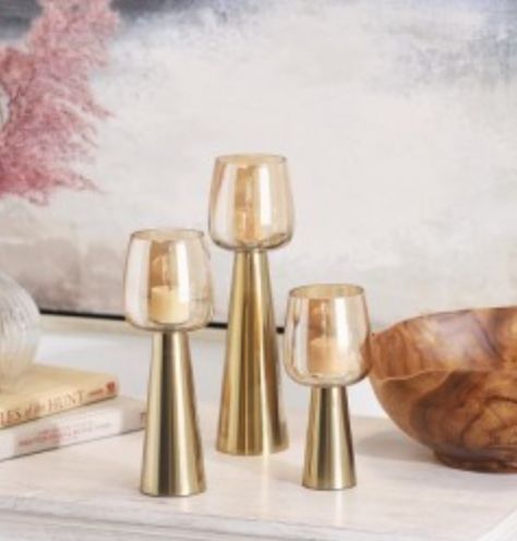 Gold Candlesticks Set of 3